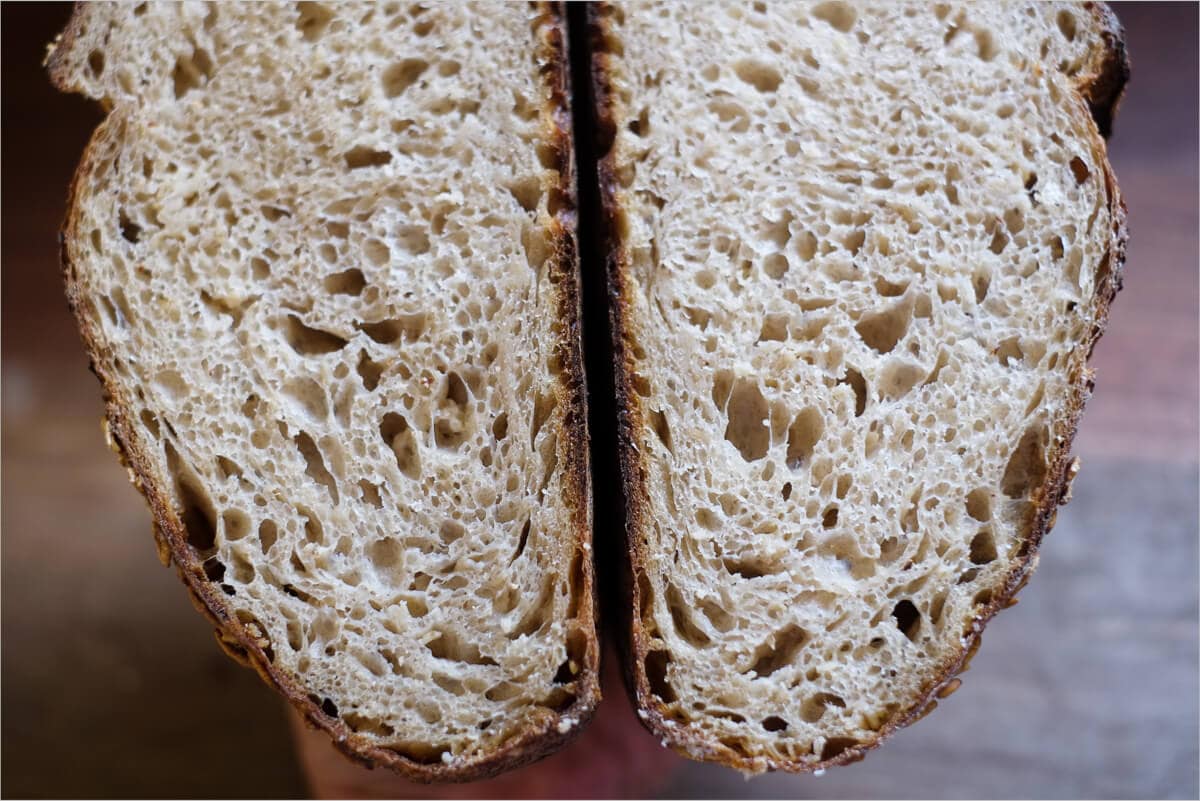 Oat porridge sourdough light and fluffy crumb