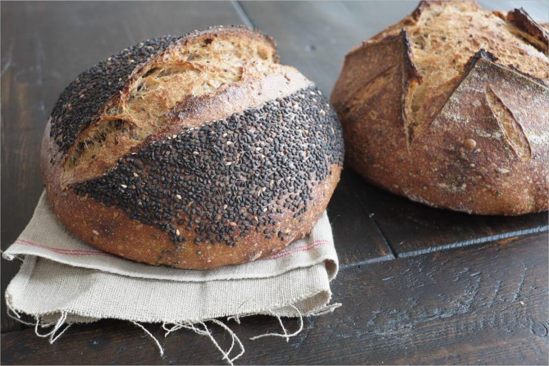 Seeded whole wheat sourdough bread