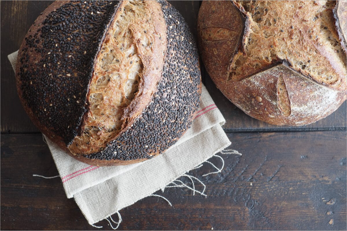 Seeded whole wheat sourdough bread