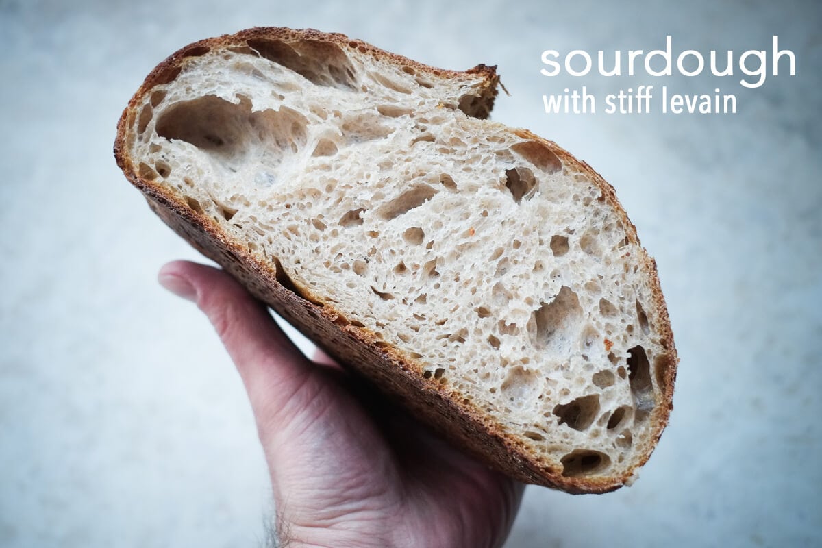 Naturally leavened sourdough with stiff levain