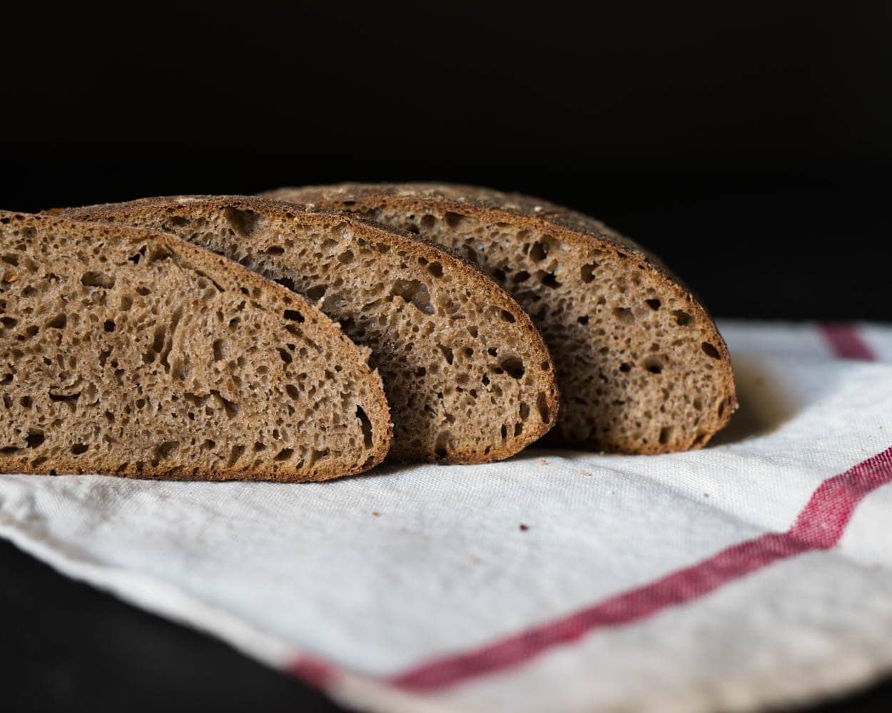 100% whole wheat sourdough crumb