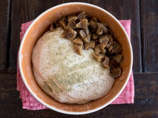 Fig and fennel on bread dough