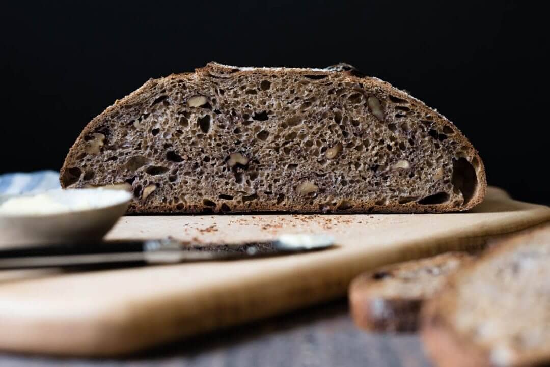 fresh milled whole wheat walnut sourdough