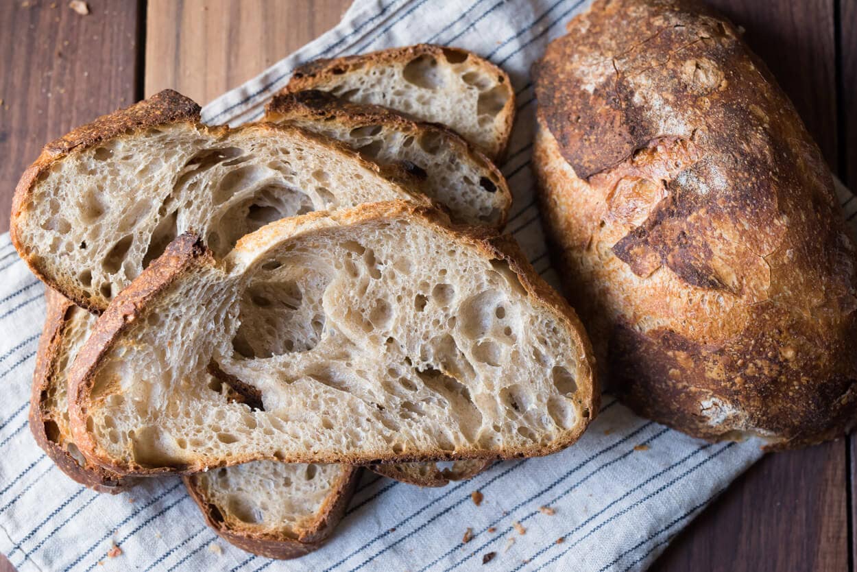 Beginner's Sourdough Bread crust and crumb