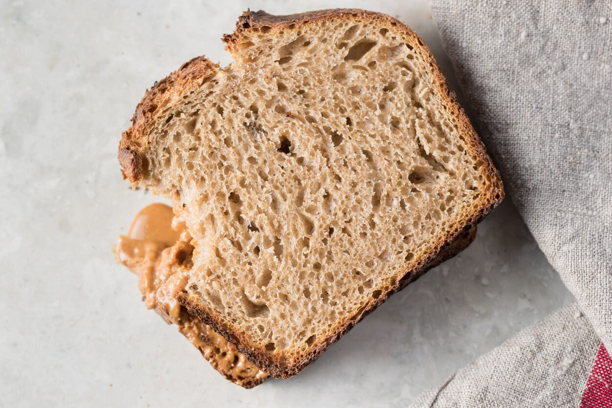 PB & J on sourdough sandwich bread