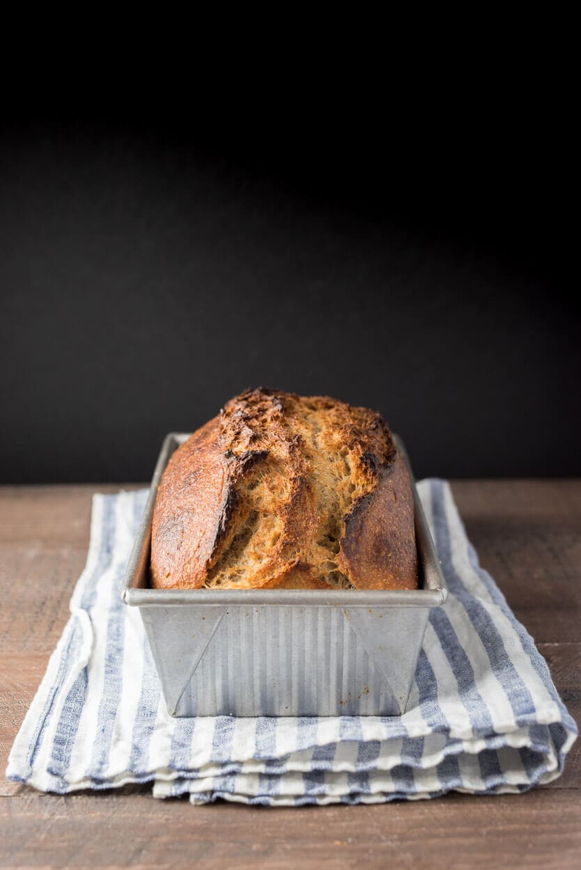 whole wheat sourdough sandwich bread in pan