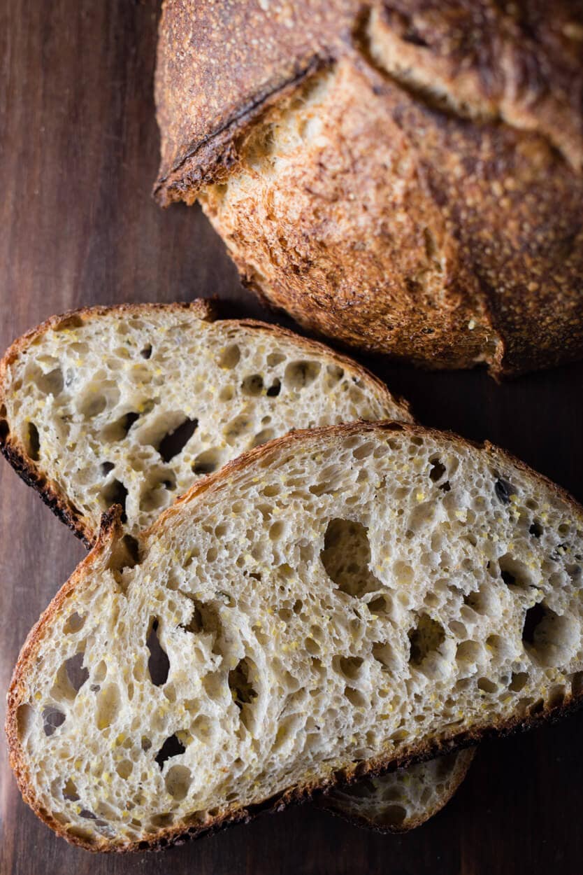 polenta and rosemary sourdough crumb