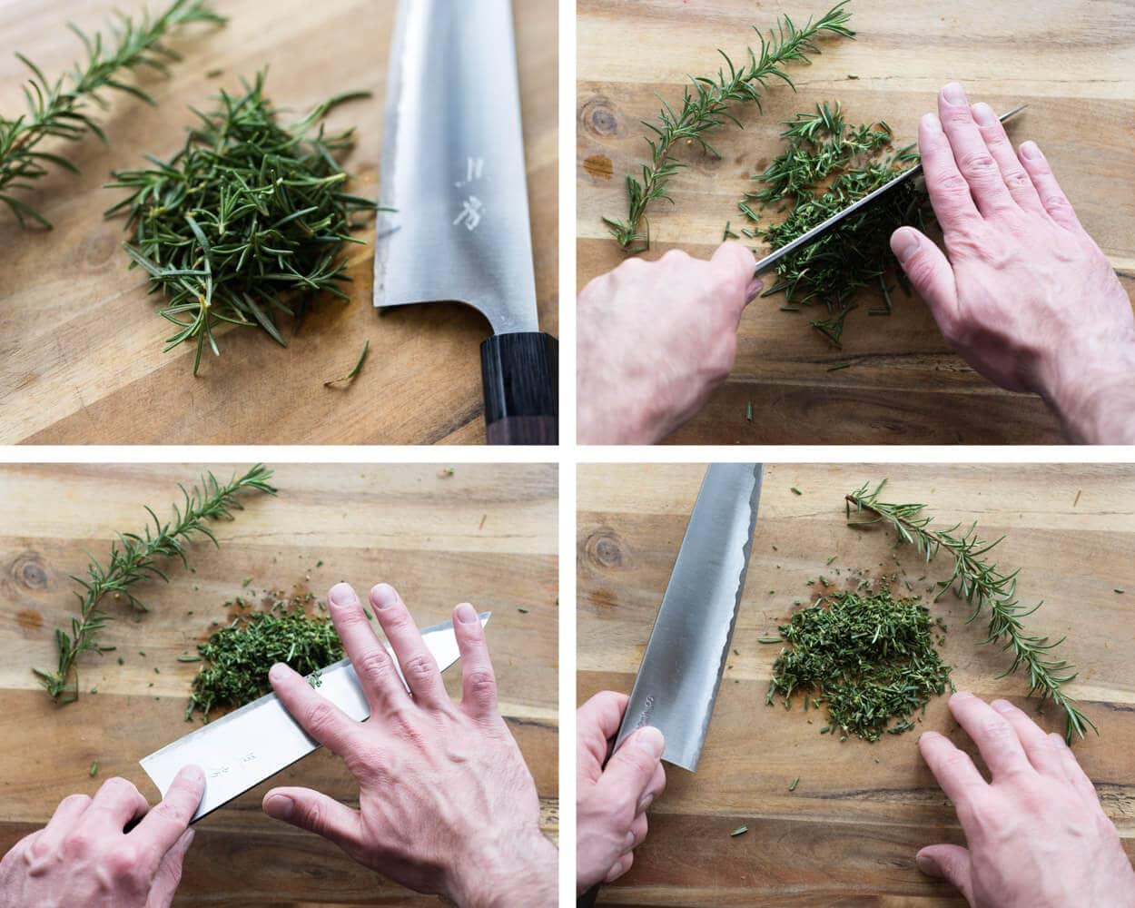 chopping rosemary