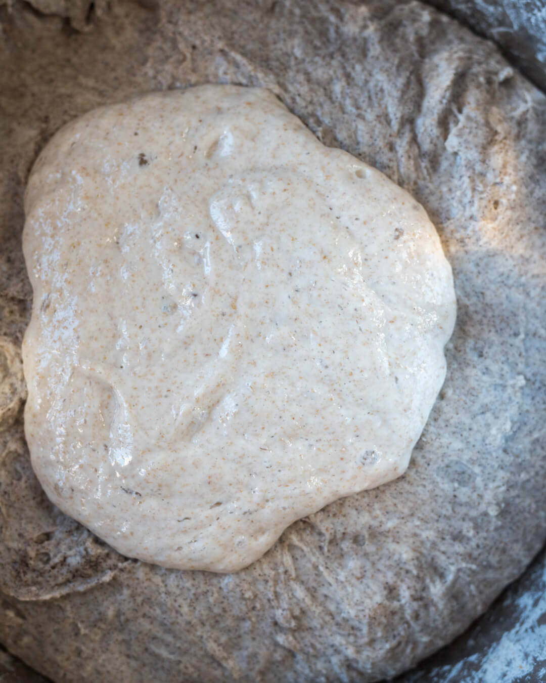 Leaven added to dough