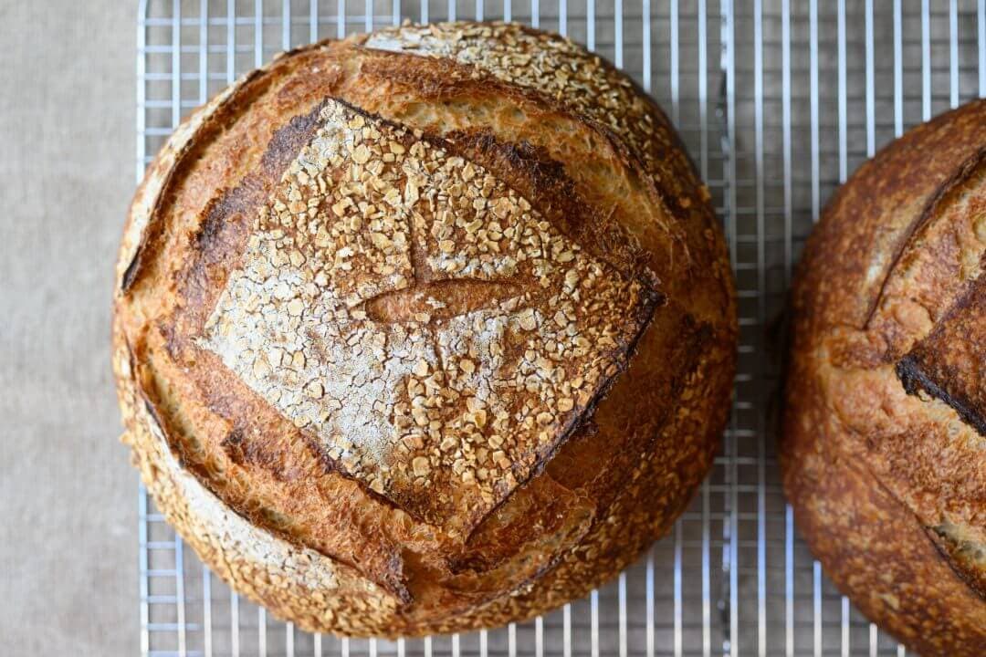 Malted wheat sourdough bread crust
