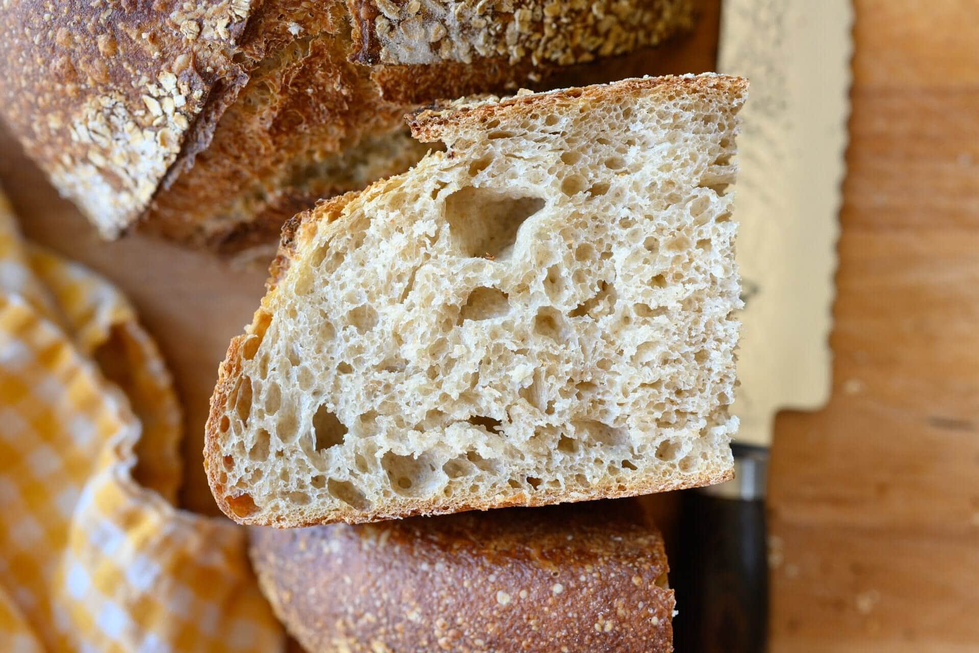 Crumb of the malted wheat sourdough bread
