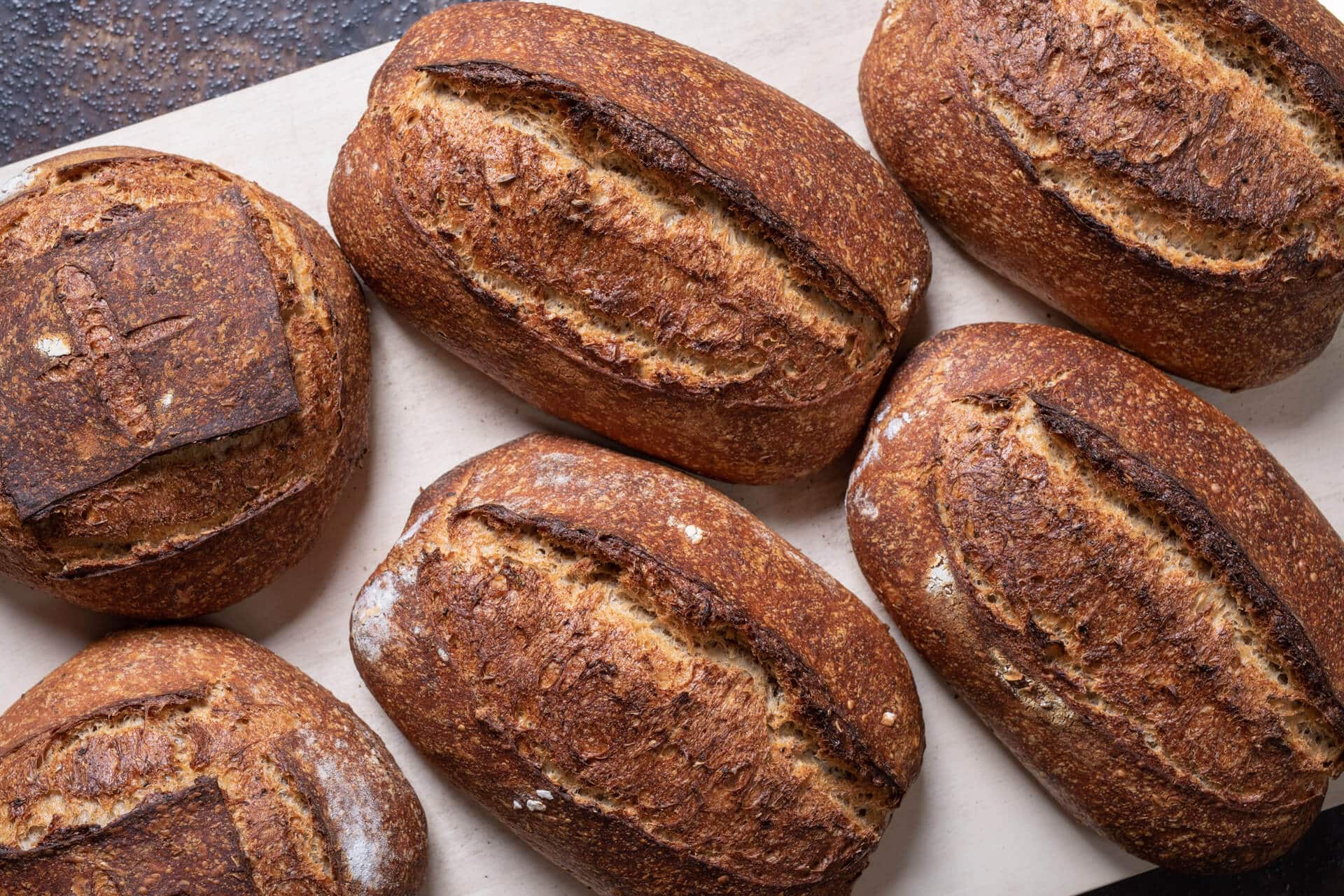 Six sourdough batards