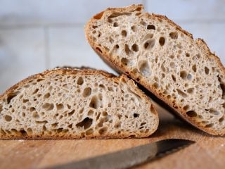 Spelt, rye, and whole wheat crumb