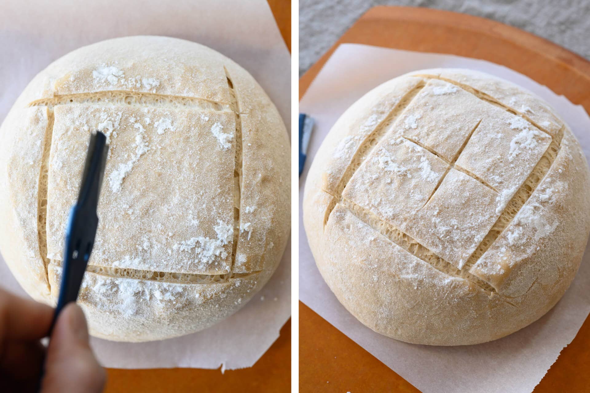 Scoring bread dough