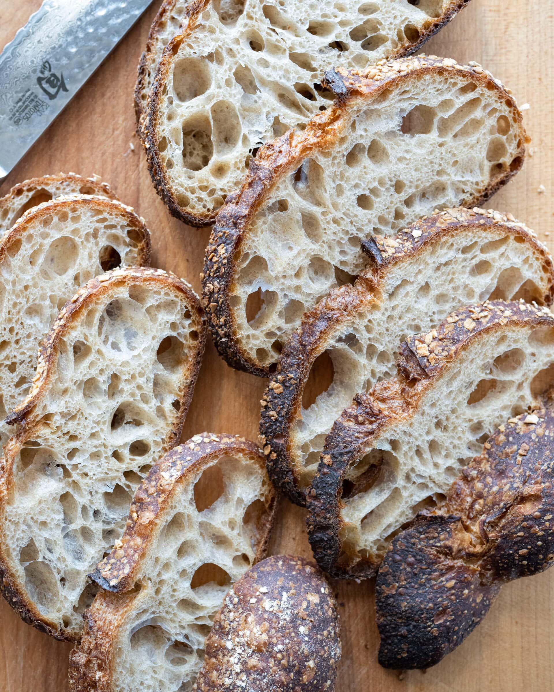 Cut sourdough bread ready for storage