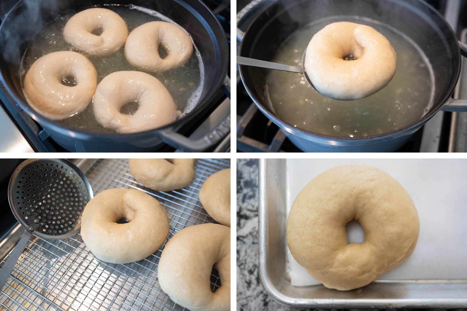 Boiling bagel dough