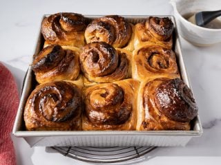 Cardamom rolls glazed with simple syrup