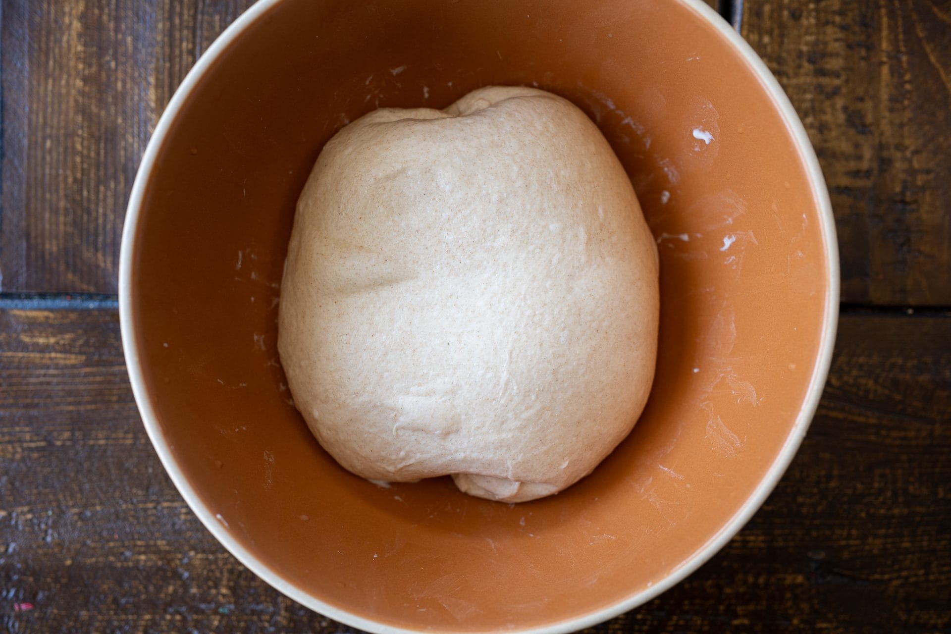 Hot dog bun dough after third stretch and fold