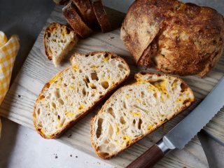 Jalapeño-cheddar sourdough bread crumb