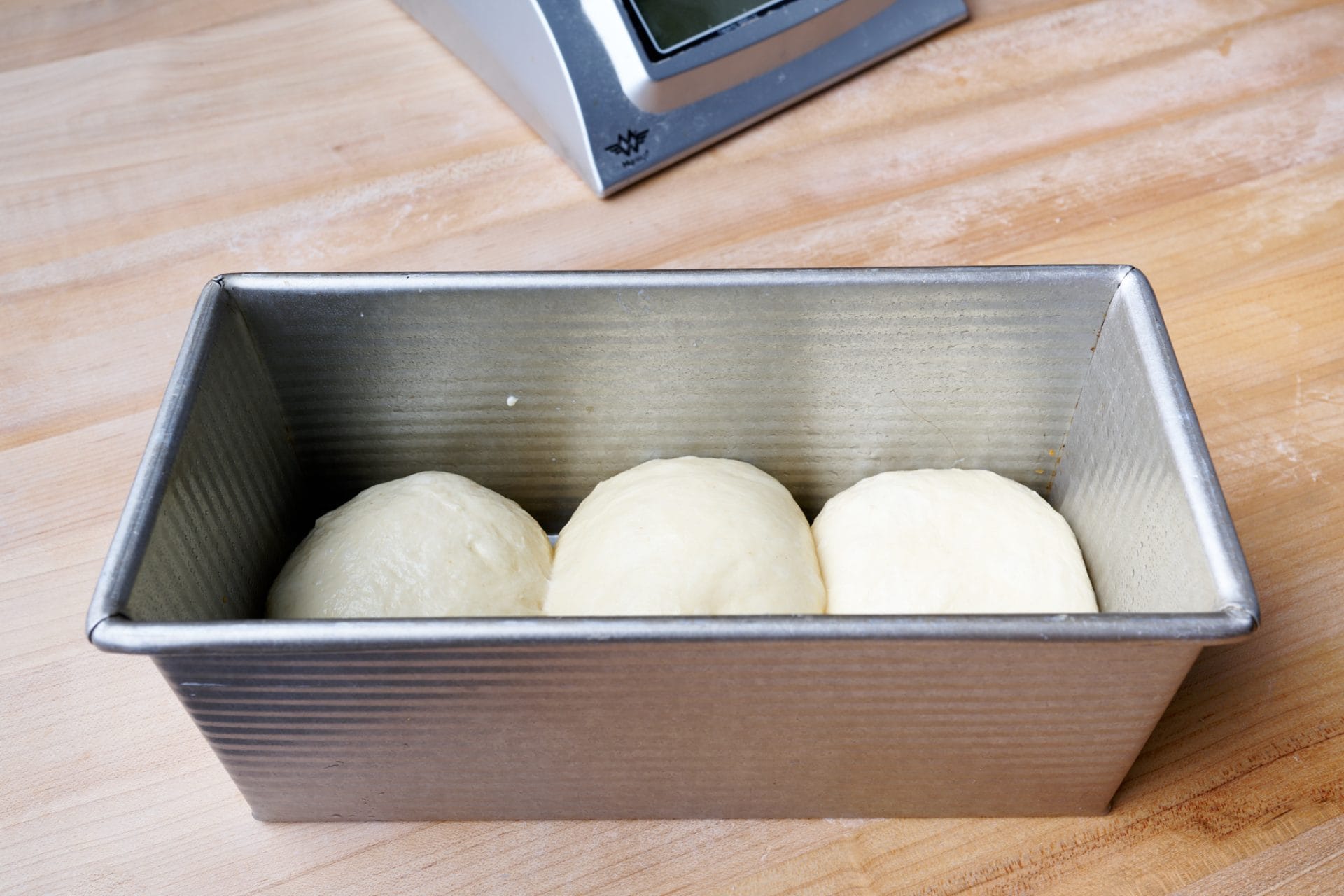 Japanese milk bread dough shaped