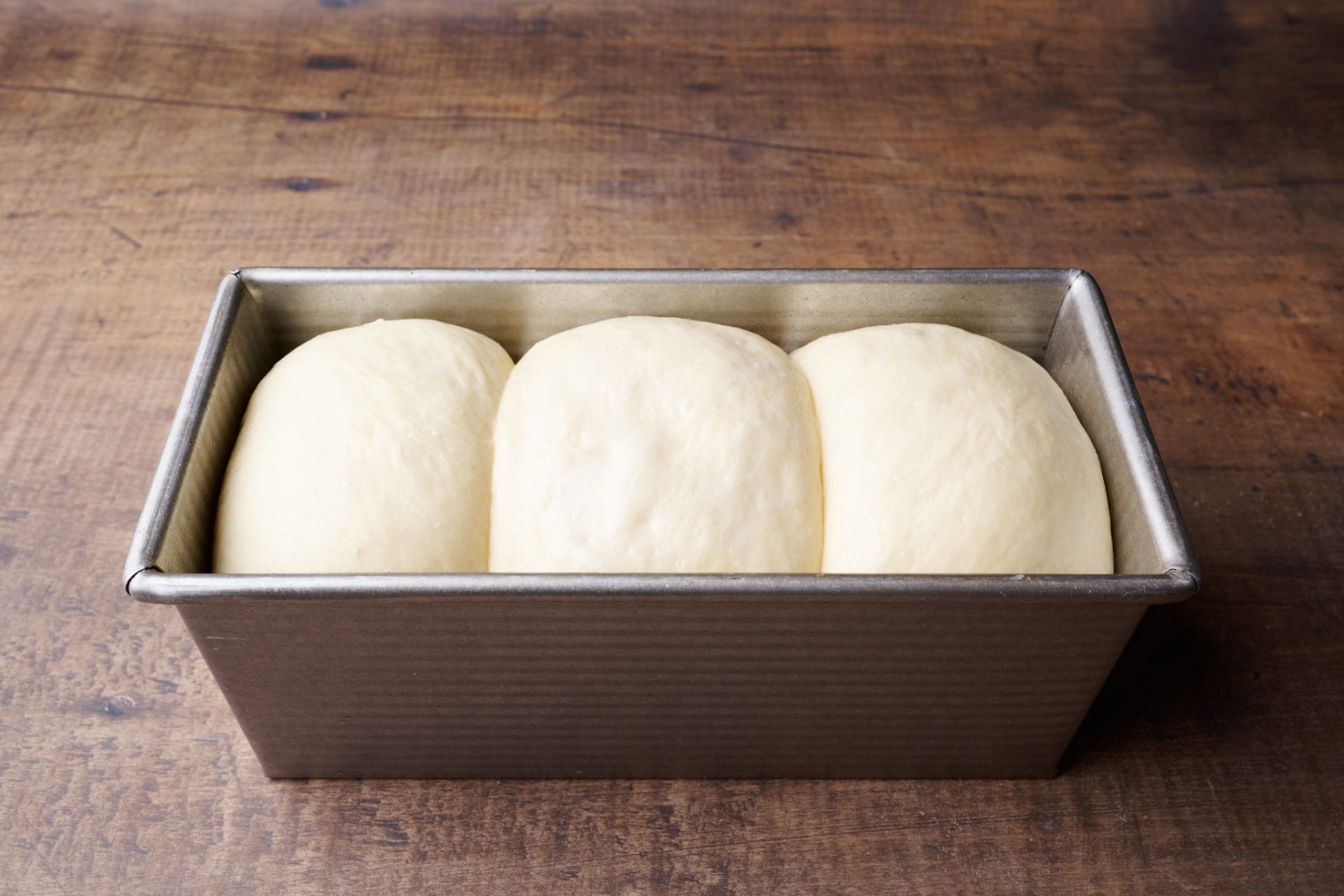 Fully proofed sourdough shokupan bread