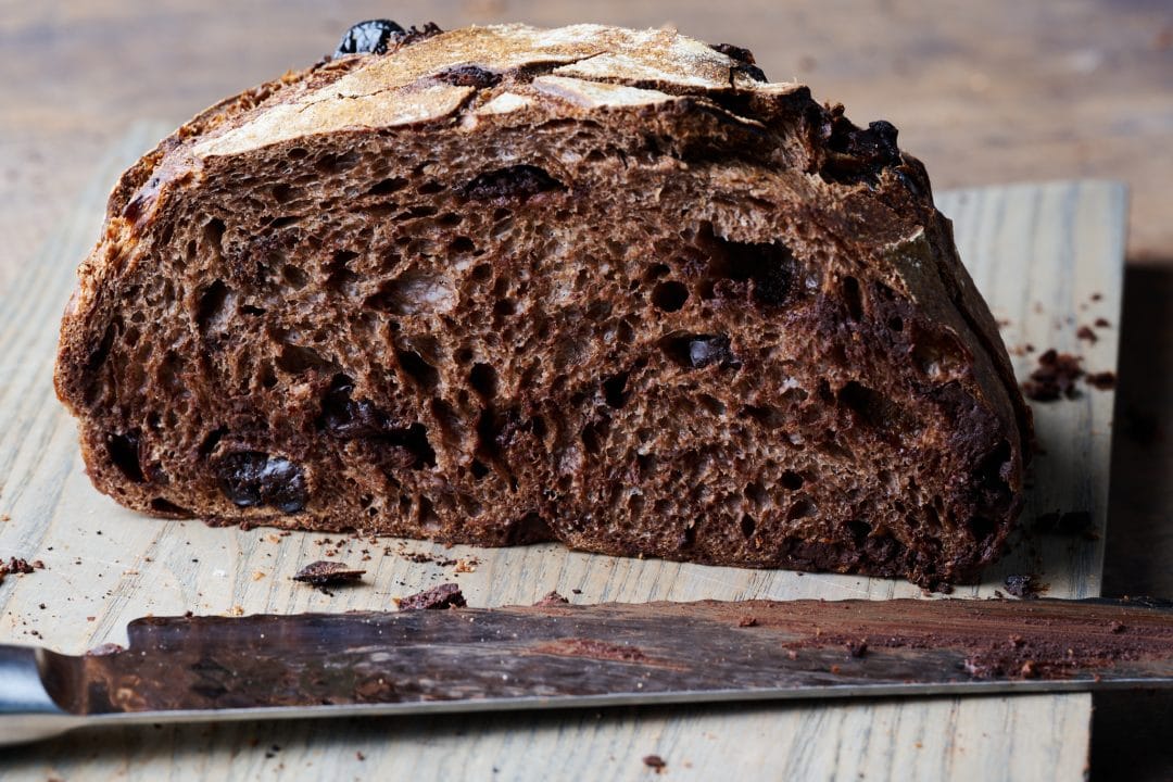 Dark Chocolate-Cherry Sourdough Bread Head