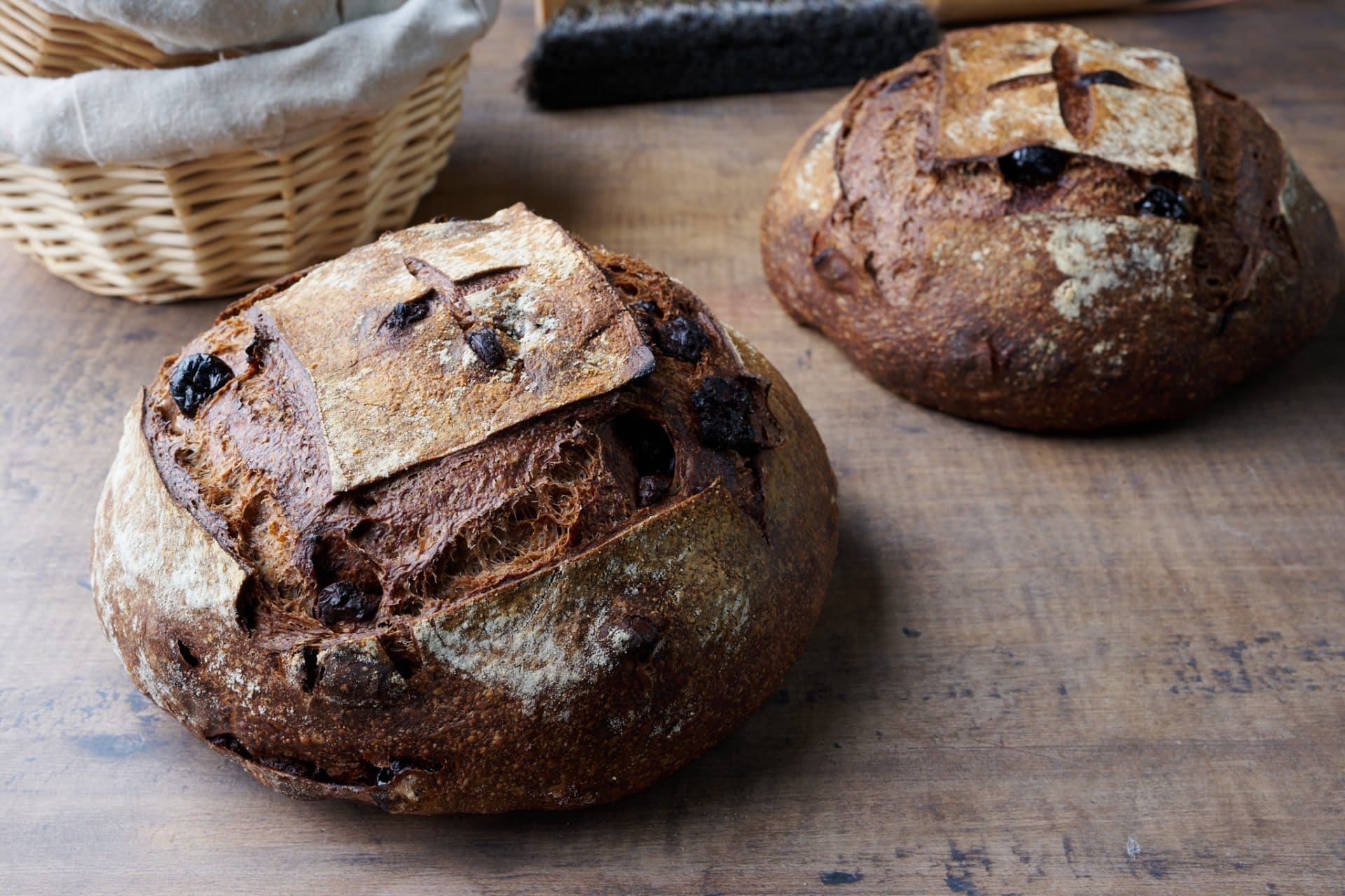 Chocolate-cherry sourdough bread crust