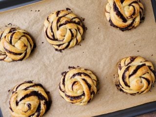 Just-baked chocolate knots