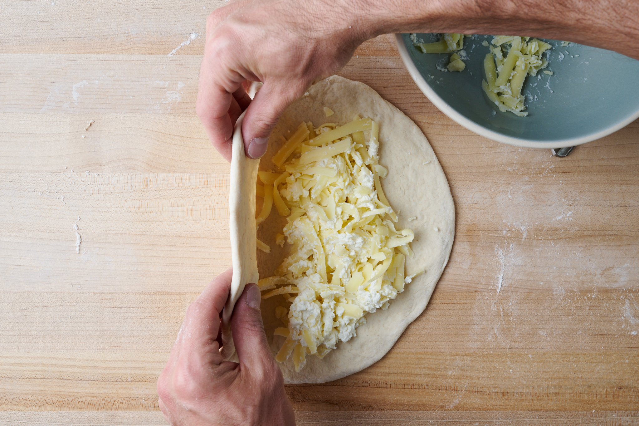 Fold over calzone dough