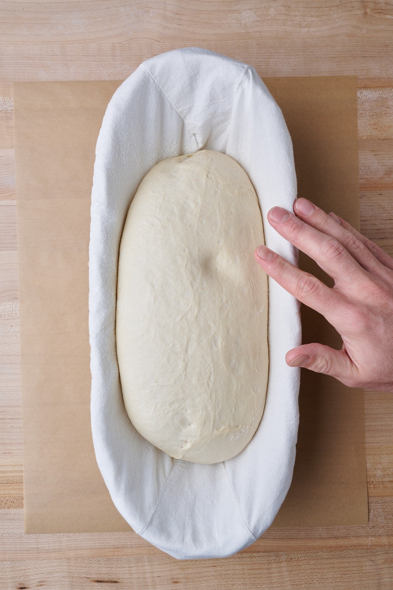 Dough poke test: overproofed dough