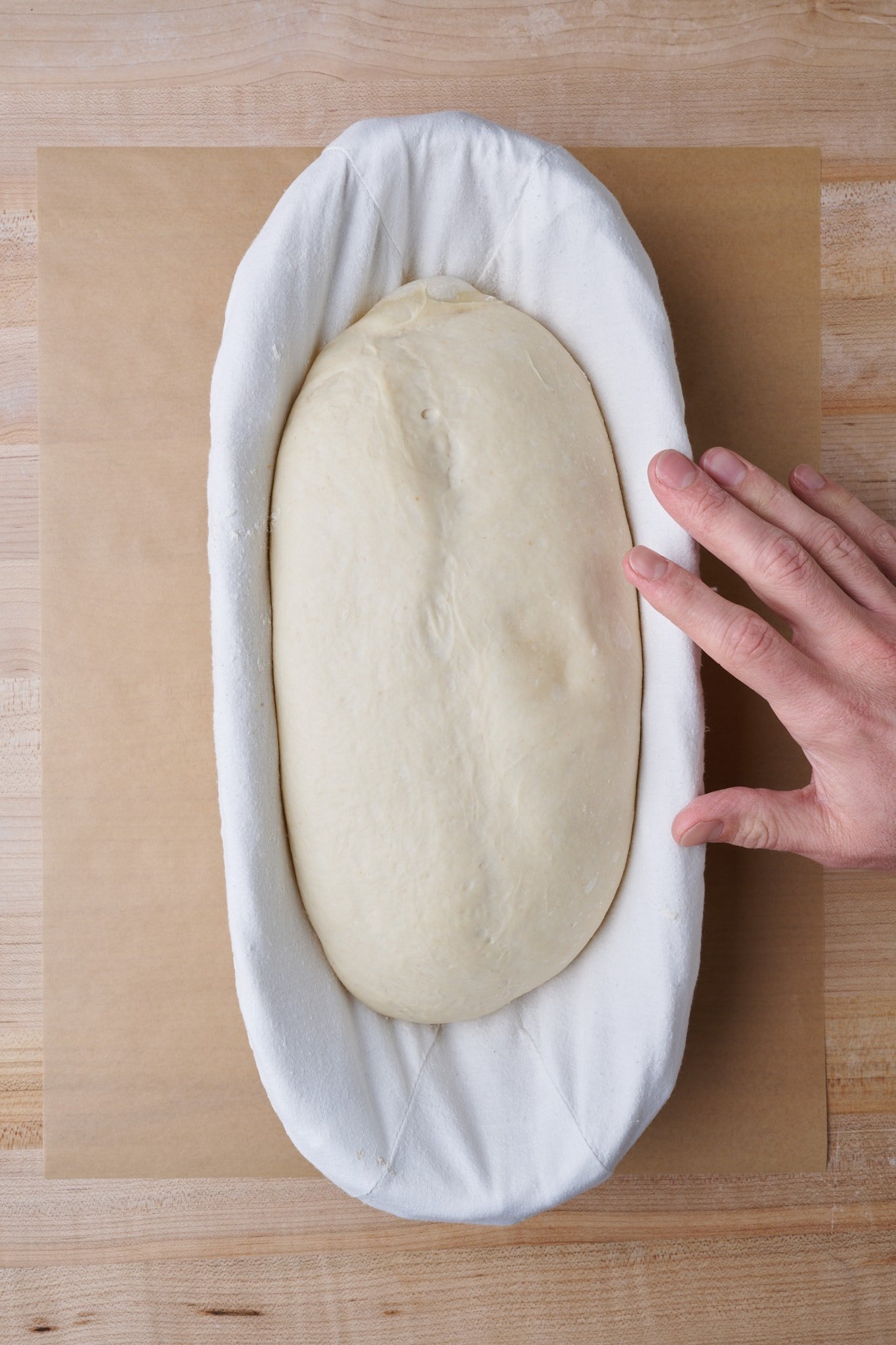 Dough poke test: properly proofed dough