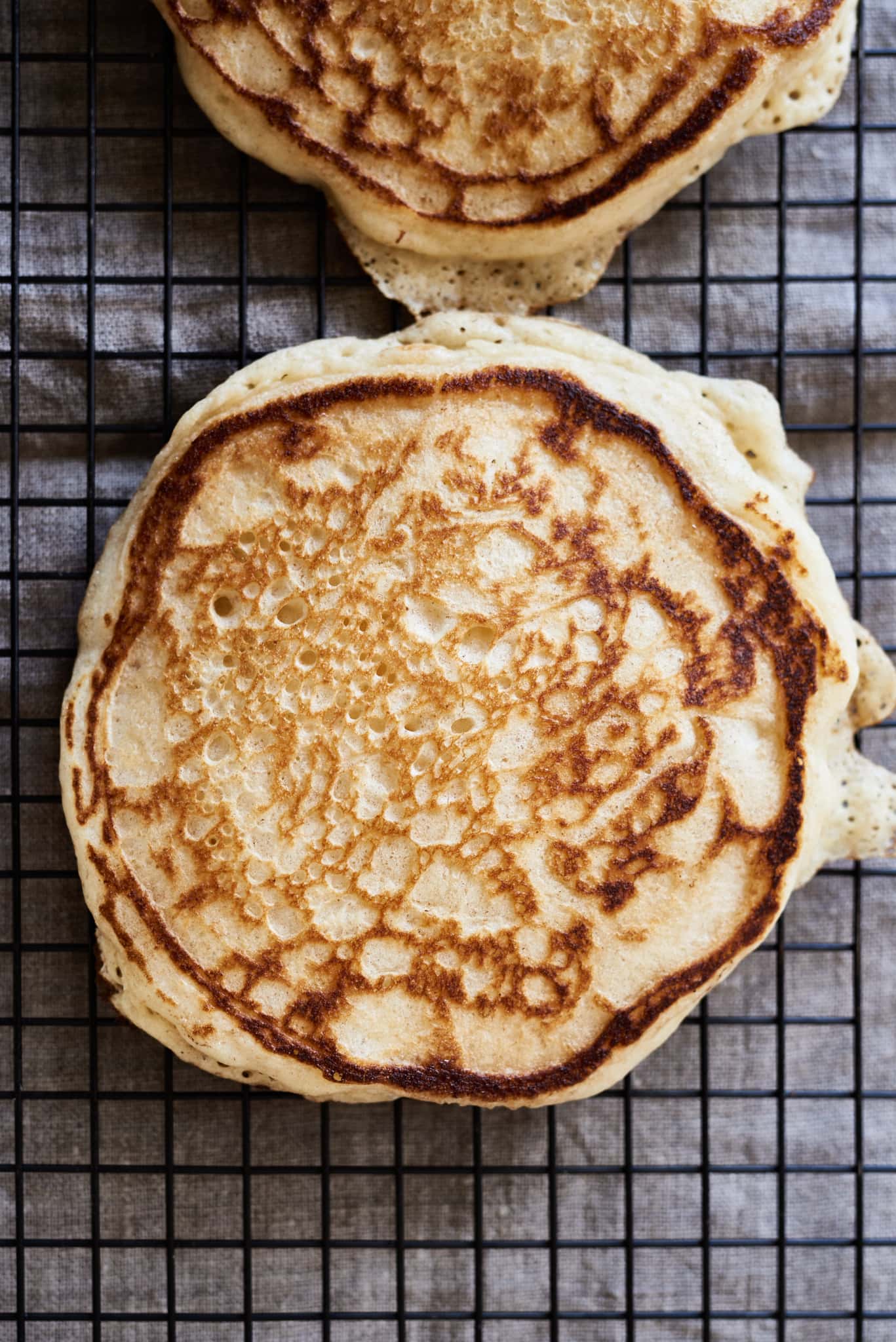 Sourdough pancake texture and color.