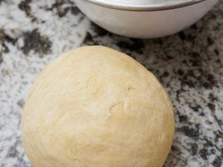 Sourdough tortilla dough kneaded into a ball.
