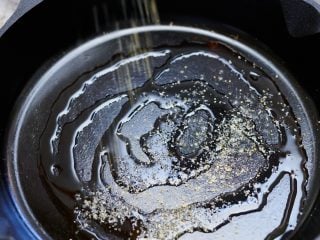 Skillet oiled and dusted with cornmeal