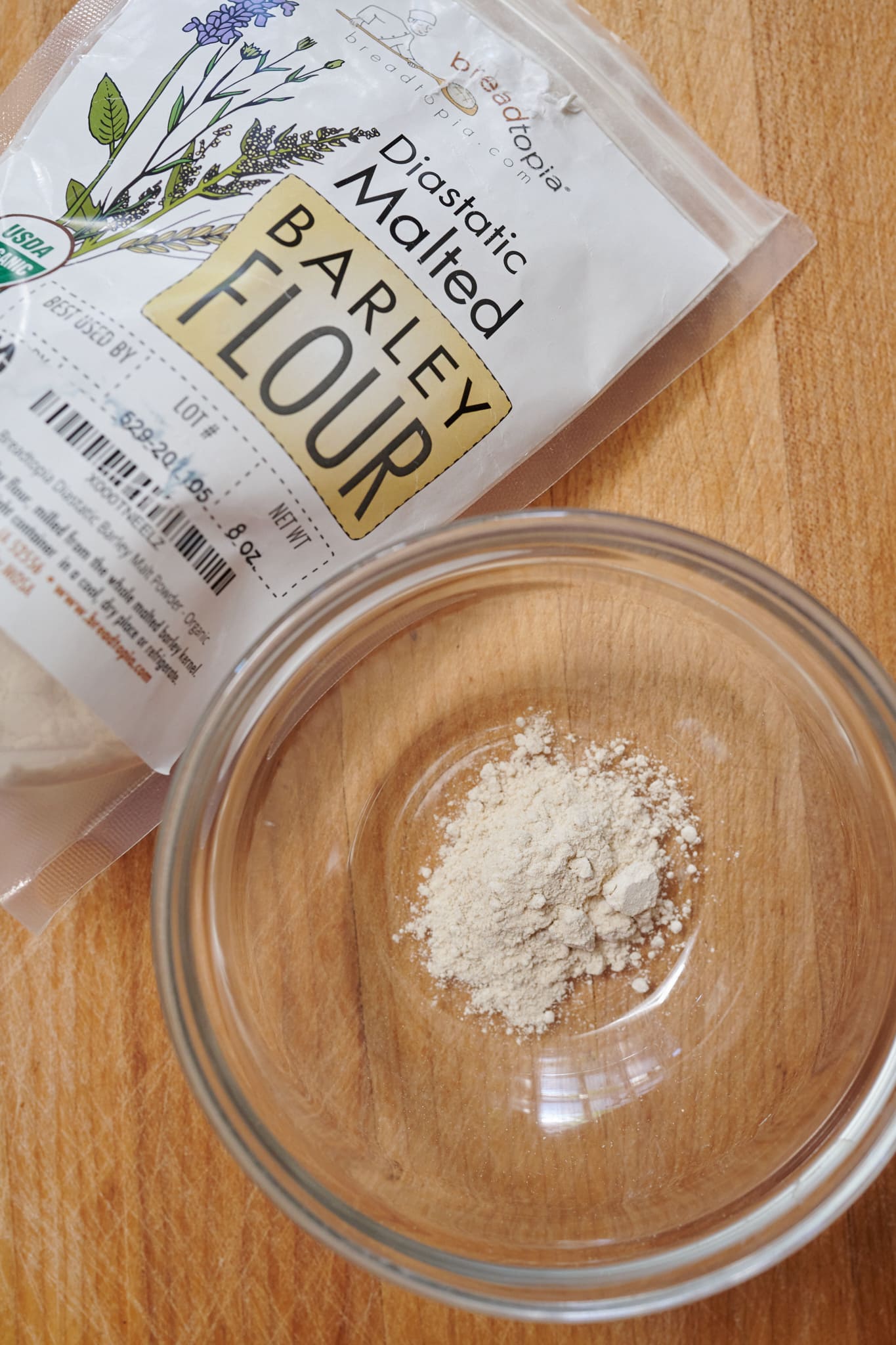 Diastatic malt powder used for sourdough bread baking.