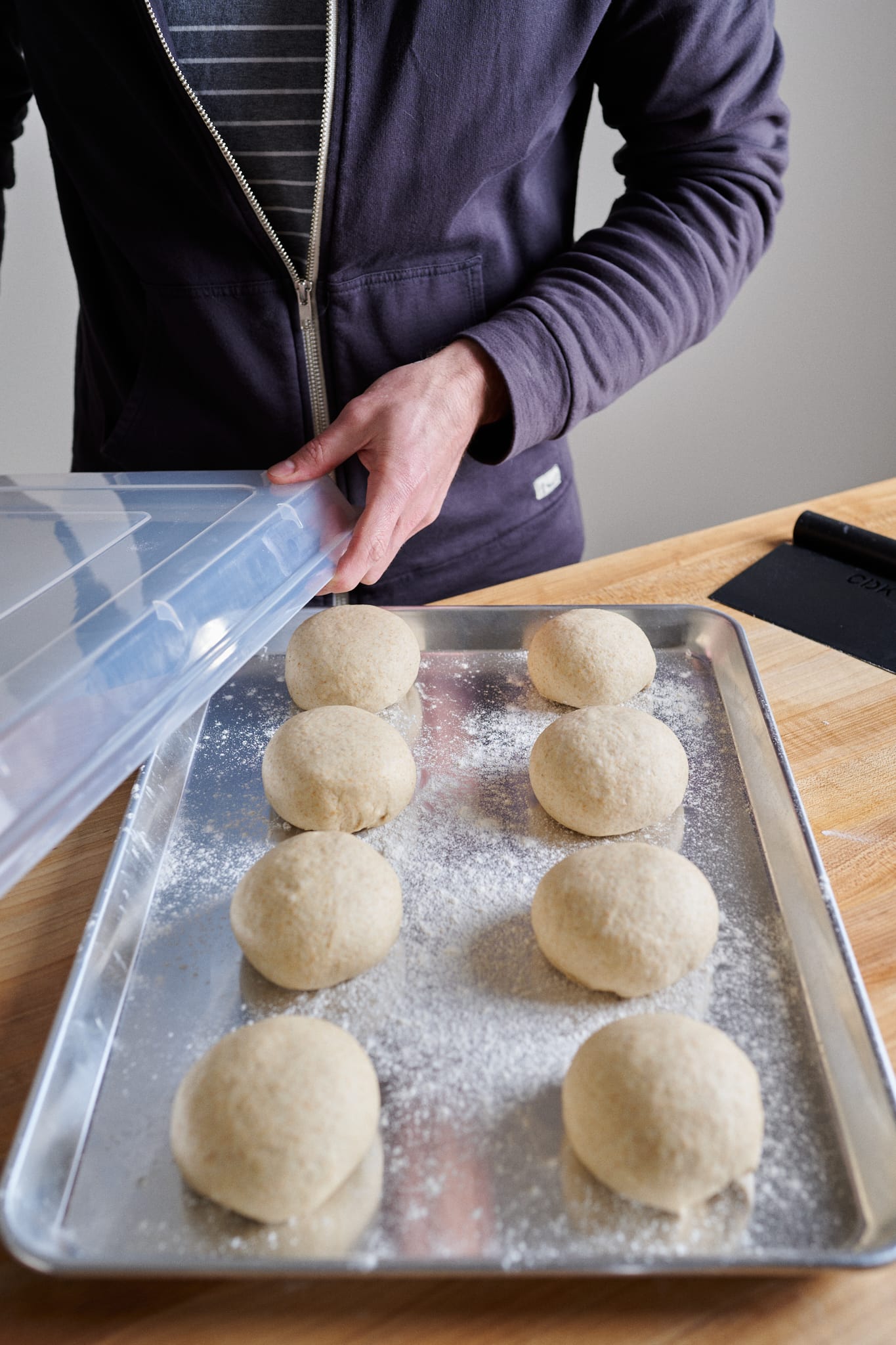 Cover preshaped friselle dough to prevent it from drying.