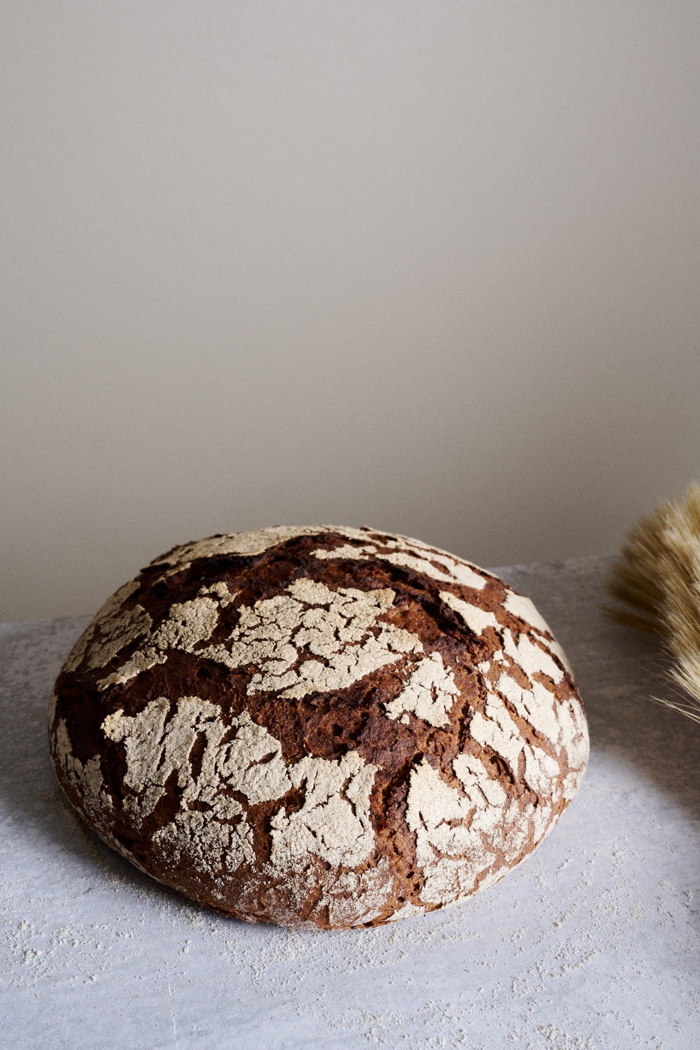 Baked sourdough rye bread.