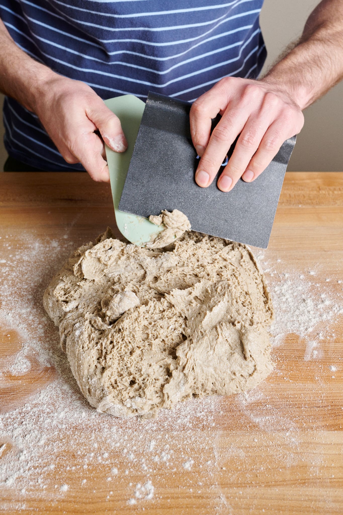 Dough on work surface ready for shaping.