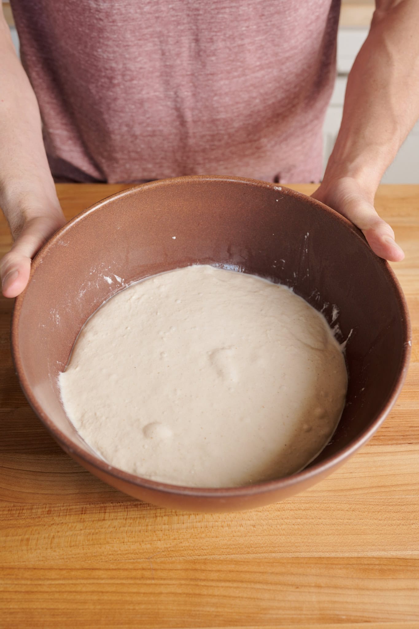 Detroit-style dough at the end of bulk fermentation
