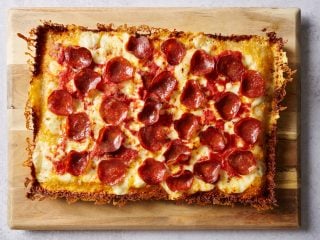 Sourdough Detroit-style pizza on a cutting board