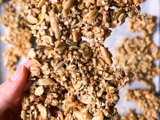 Clump sourdough discard granola.