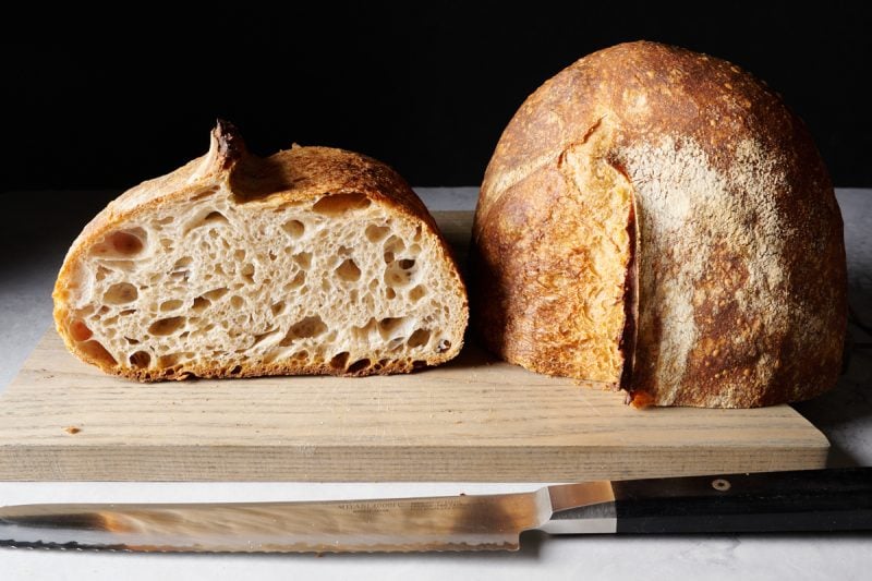 A sour loaf of sourdough bread