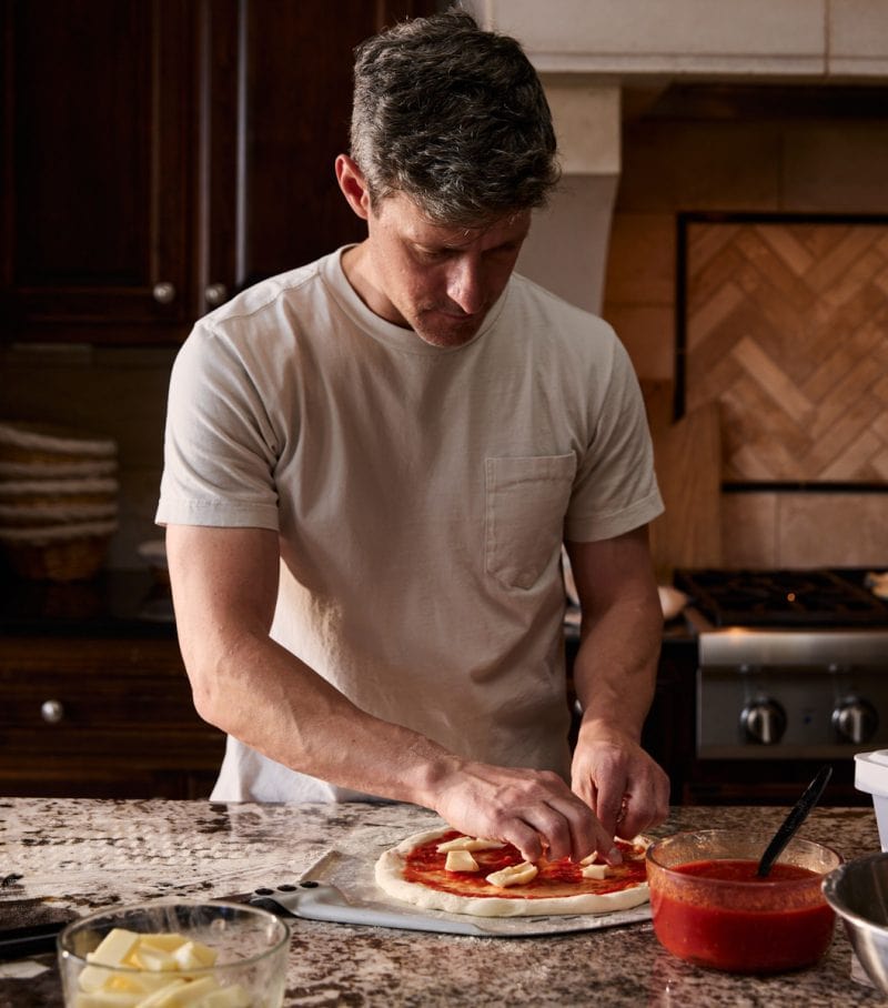 Maurizio topping sourdough pizza dough